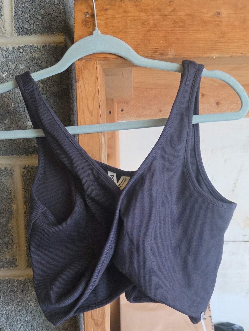 Roxy Black Ribbed Twist-Back Camisole